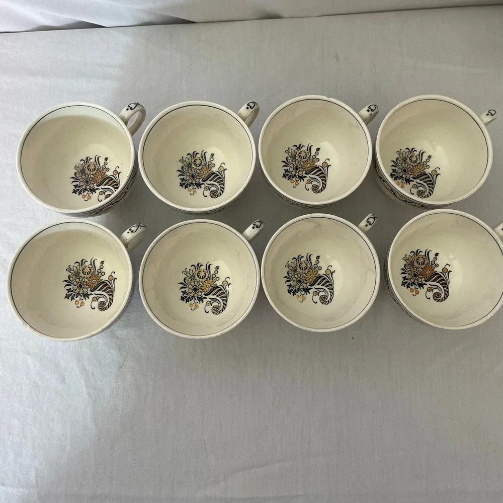Vintage Ceramic Serving‎ Set Tray & 16 Cups Floral Design Tea Party